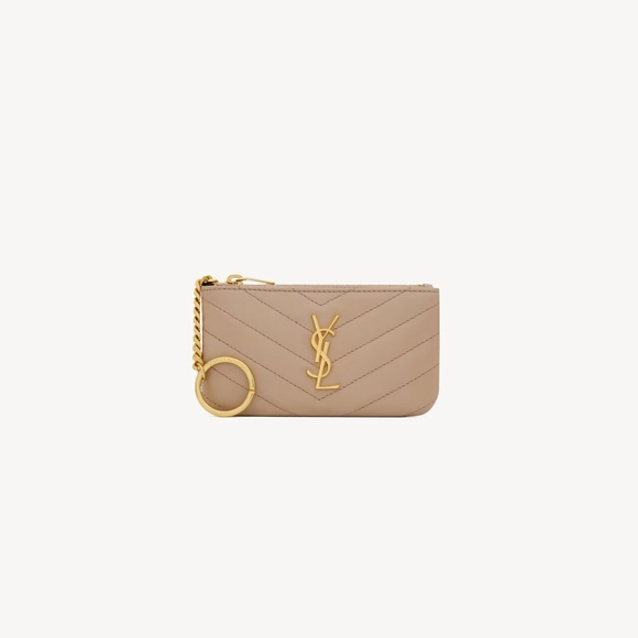 Yves Saint Laurent Beige Key & Card Holder with Gold Accents - Picture 1 of 8
